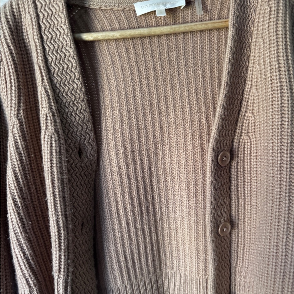 LoveShackFancy Tan Ribbed Cardigan Sweater - Picture 5 of 5